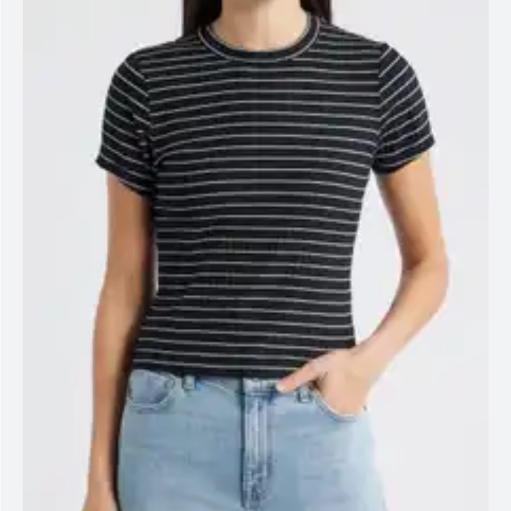 Rag&Bone Luca Stripe Rib Baby T-Shirt size L